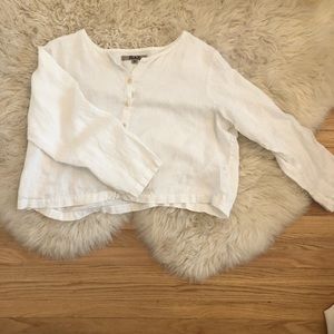 Flax white linen button up blouse